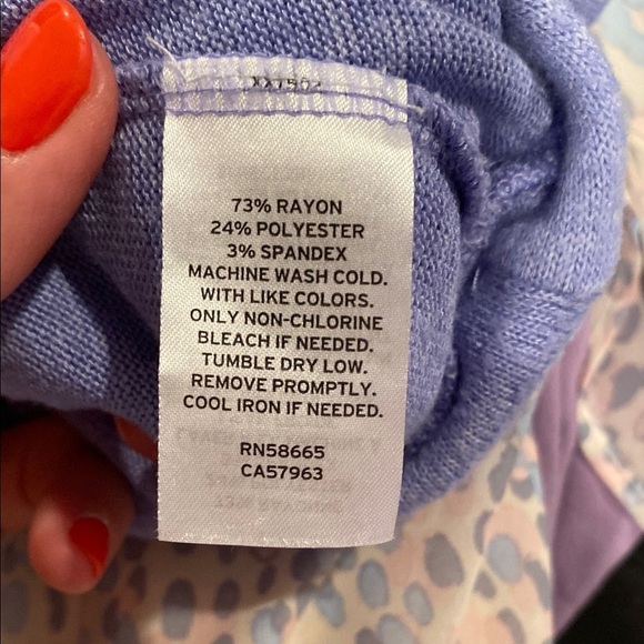 Zella Purple 3/4 Sleeve Tie Front Blouse - Picture 10 of 10